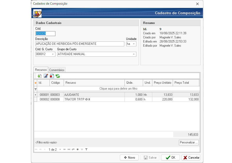 Composicao de Custos de Tarefa