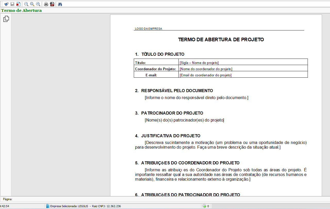 Termo de Abertura do Projeto